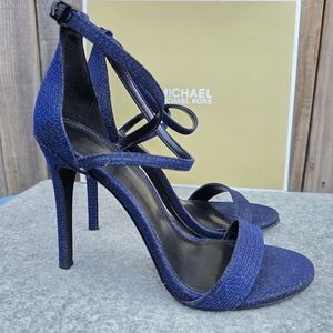 Michael Kors Adjustable Glitter Padded  Heels Sandal Toe Stiletto Sz 7.5